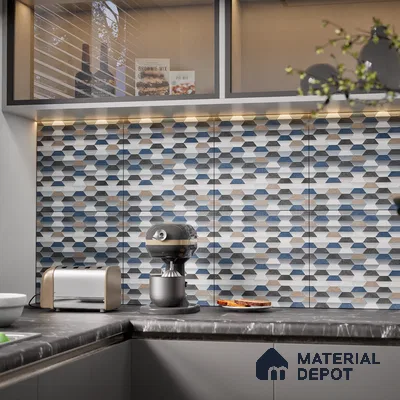 Hexagonal Wall & Floor Tile TL 07237 C Alpi 8001 GLM (Silver) 1 ft x 1 ft Ceramic Matte Finish - 9 mm  | 2 mm Spacer is Mandatory | Please Expect a Slight Variation of Pattern